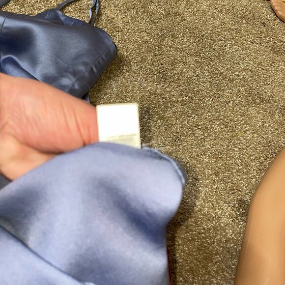 Forever 21 slip dress satin feel mini spaghetti strap Periwinkle blue SZ M sexy - Picture 9 of 9